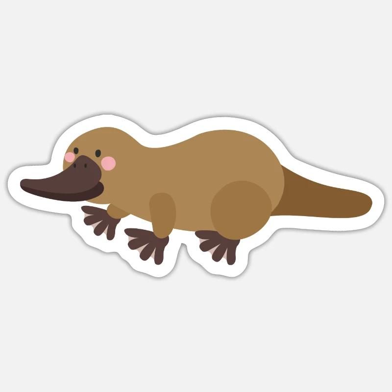 Schnabeltier - Sticker Größe S (10 x 10 cm) - Mattweiß