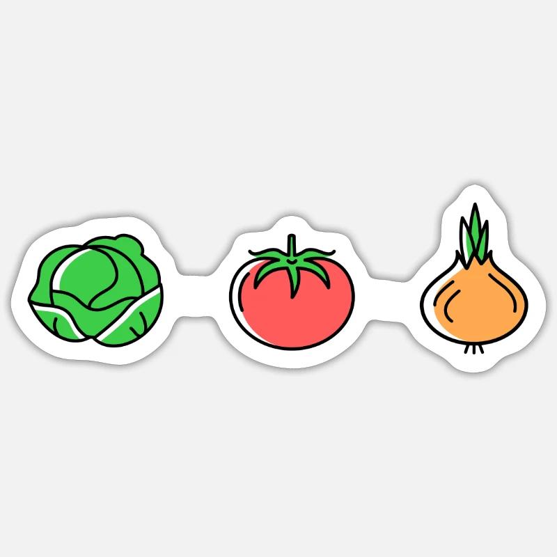 Salade Tomate Oignon - Sticker taille S (10 x 10 cm) - blanc mat