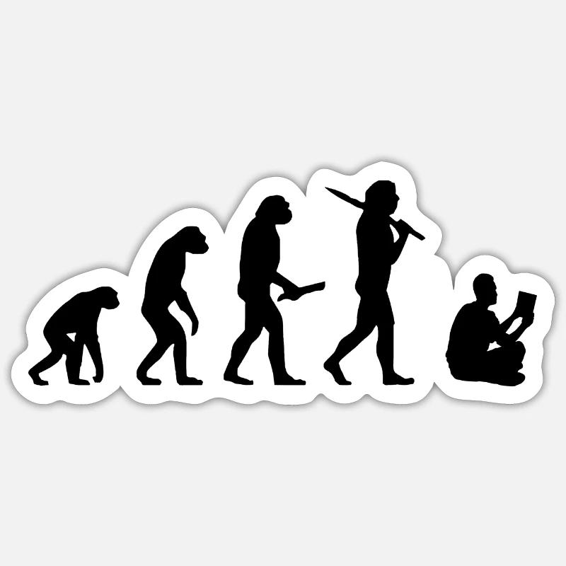Evolution Lesen Leseratte Bücher Buch Geschenkidee Sticker Größe S (10 x 10 cm)
