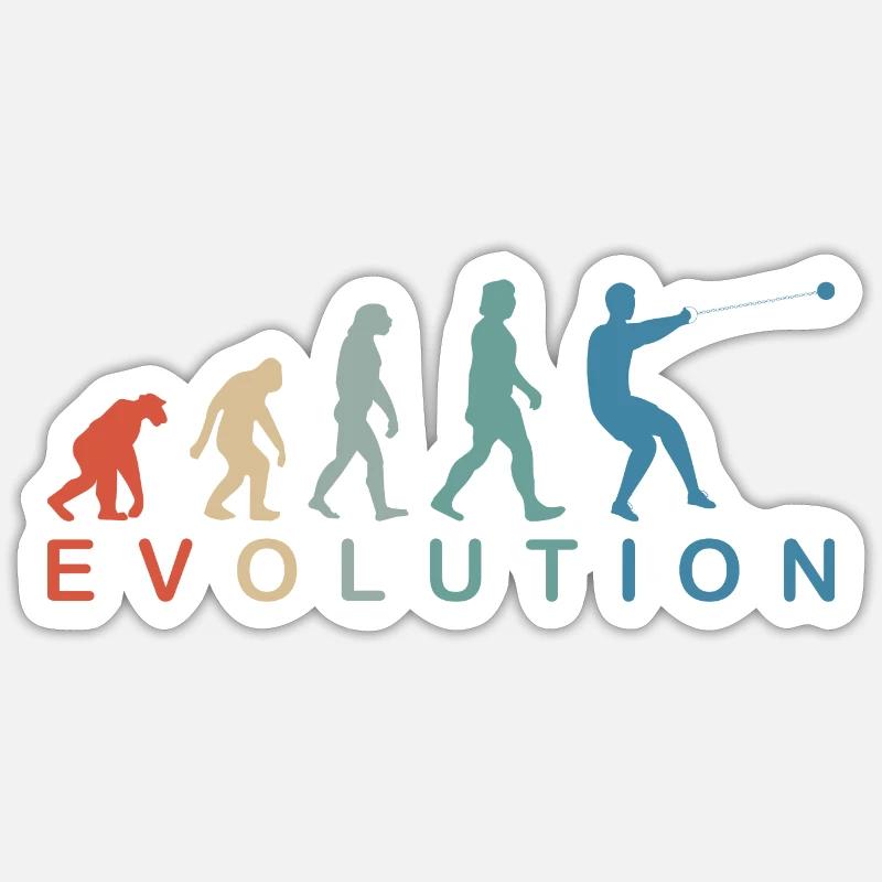 Hammerwerfen Hammerwurf Männer Evolution Retro Sticker Größe S (10 x 10 cm)