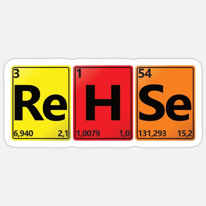 REHSE - Ton nom dans le look de la chimie - Sticker taille S (10 x 10 cm) - blanc mat