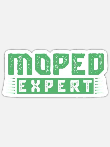 Moped Experte Mokick Mofa Mopedfahrer - Sticker Größe S (10 x 10 cm) - Mattweiß