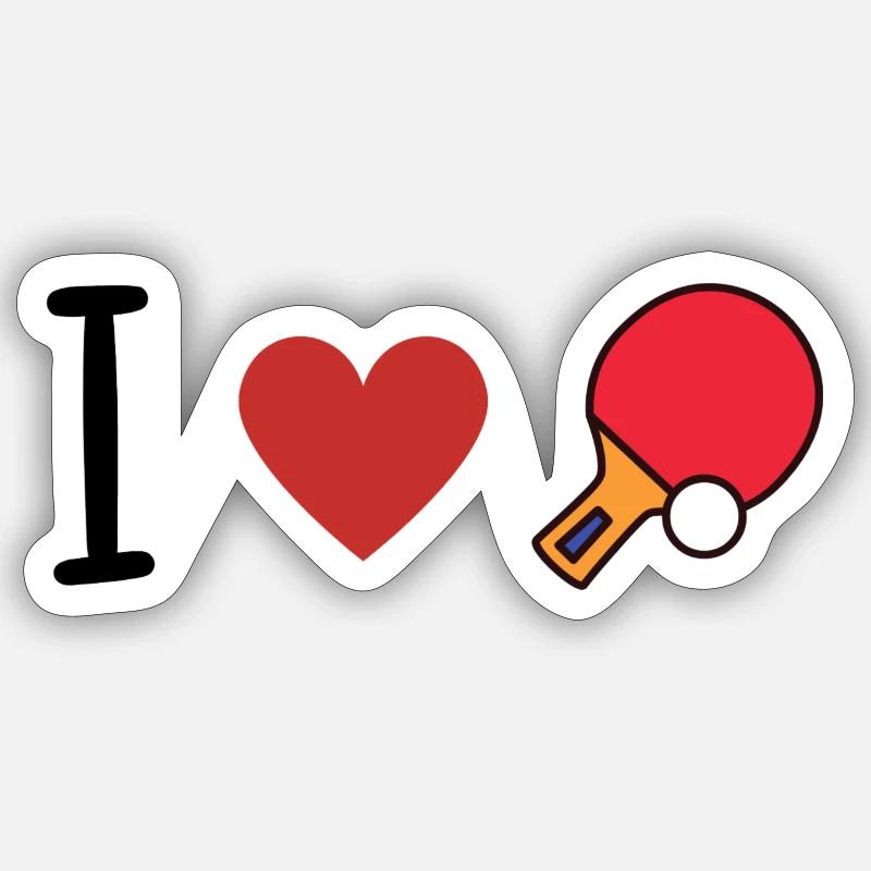J’adore le ping-pong - Sticker taille S (10 x 10 cm) - blanc mat