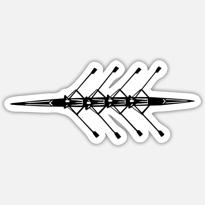 Aviron, bateau à rames, Quadruple - Sticker taille S (10 x 10 cm) - blanc mat