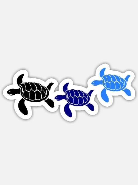 Tortues - Sticker taille S (10 x 10 cm) - blanc mat