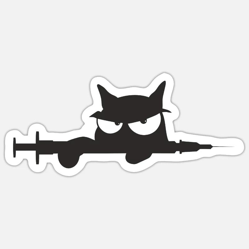 Ärgerliche Katze mit Spritze 1 Sticker Größe S (10 x 10 cm)