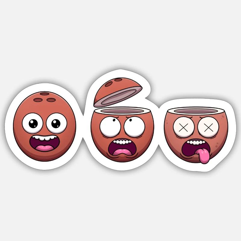 Drôles de noix de coco Sticker taille S (10 x 10 cm)