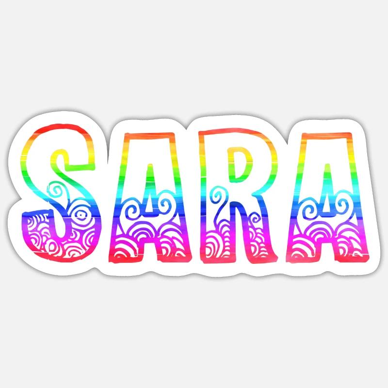 sara rs arc-en-ciel - Sticker taille S (10 x 10 cm) - blanc mat