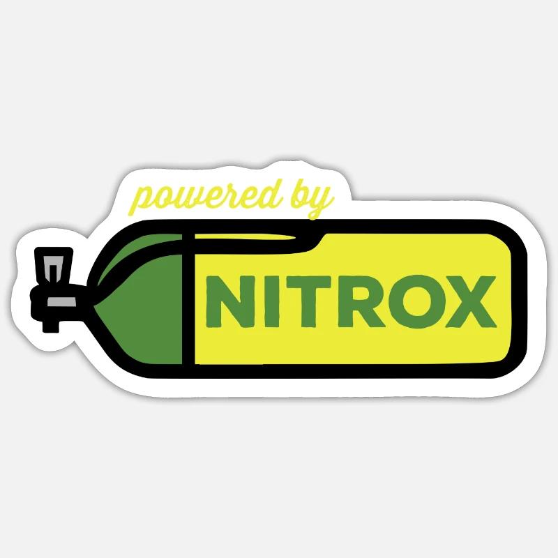Powered by Nitrox Suba Diving Tauchen Taucher Dive - Sticker Größe S (10 x 10 cm) - Mattweiß