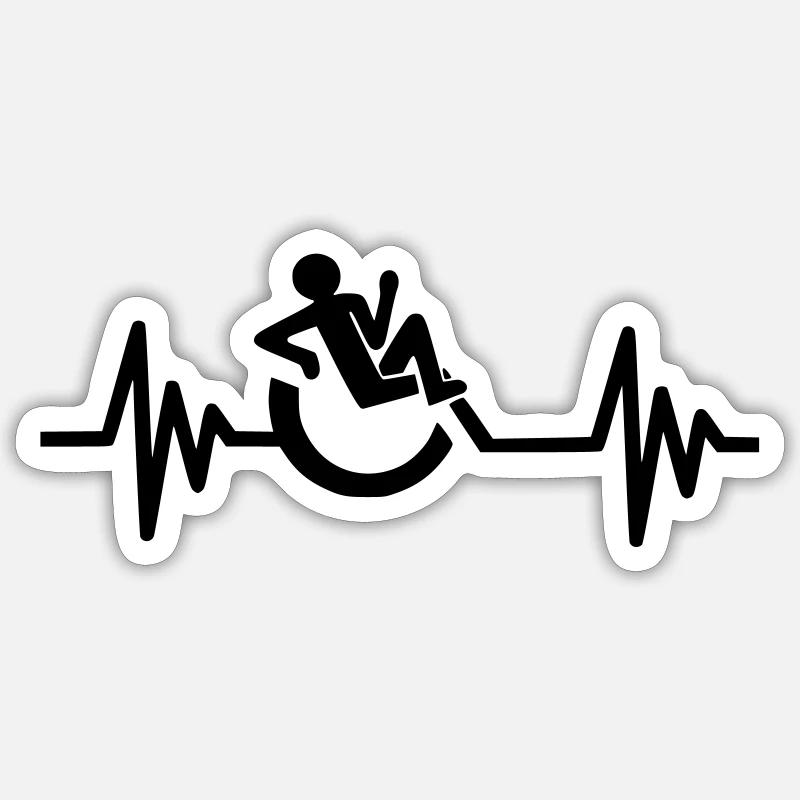 Bild: Rollstuhl, Herzschlag, entspannt # - Sticker Größe S (10 x 10 cm) - Mattweiß