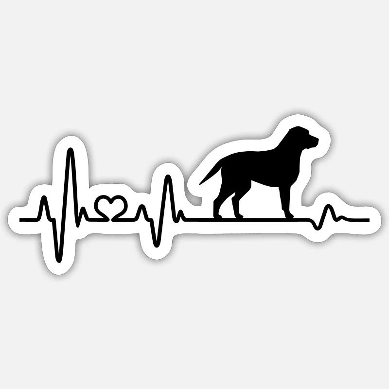 Labrador Herzfrequenz Herzschlag Pulsschlag Liebe - Sticker Größe S (10 x 10 cm) - Mattweiß