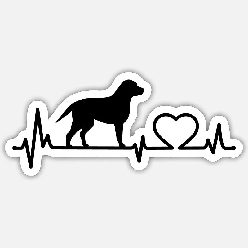 Labrador Herzfrequenz Herzschlag Pulsschlag Liebe - Sticker Größe S (10 x 10 cm) - Mattweiß