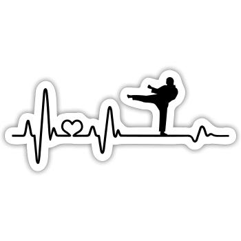 Karaté Karatéka Heartbeat Karaté Fighter Cadeau - Sticker taille S (10 x 10 cm) - blanc mat - Devant