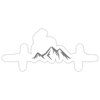 Mountainbike + Berge = Herzschlag - Sticker Größe S (10 x 10 cm) - Mattweiß - Vorne