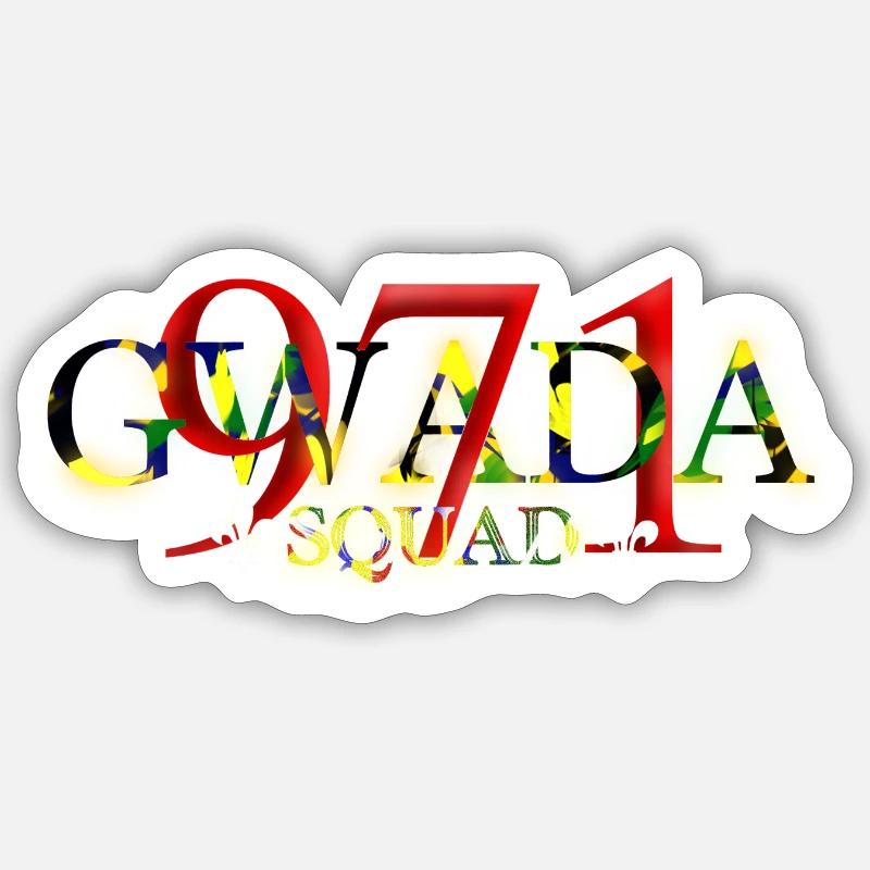 Gwada squad design - Sticker taille S (10 x 10 cm) - blanc mat