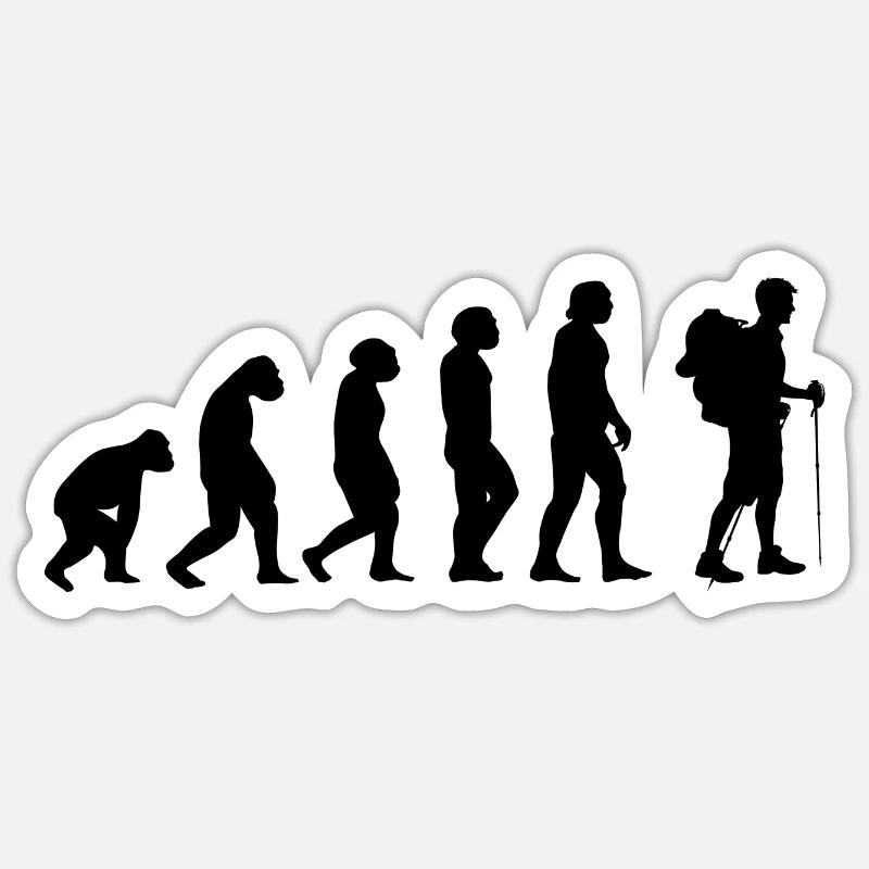 Evolution und Wandern - - Sticker Größe S (10 x 10 cm) - Mattweiß