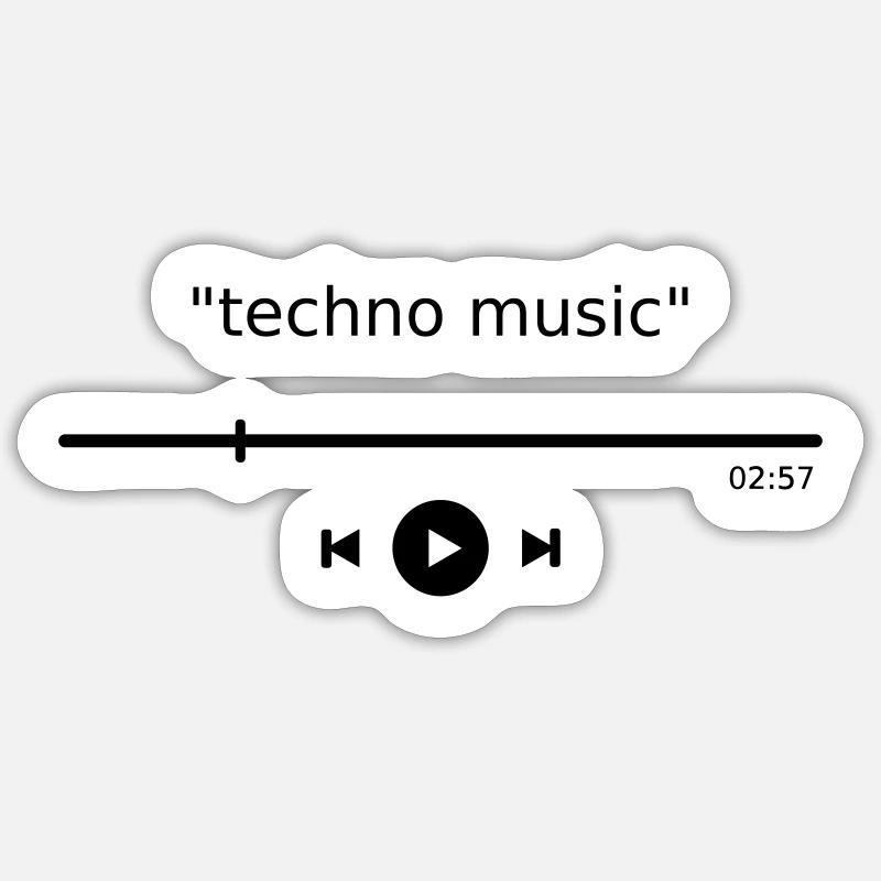 Techno Musik Player "techno music" mp3 Playlist - Sticker Größe S (10 x 10 cm) - Mattweiß