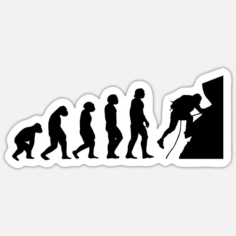 Evolution und Klettern - Sticker Größe S (10 x 10 cm)