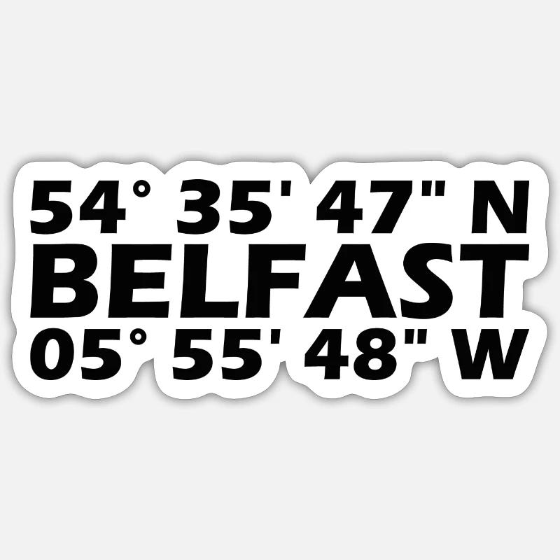 Belfast Coordinates Sticker size S (10 x 10 cm)