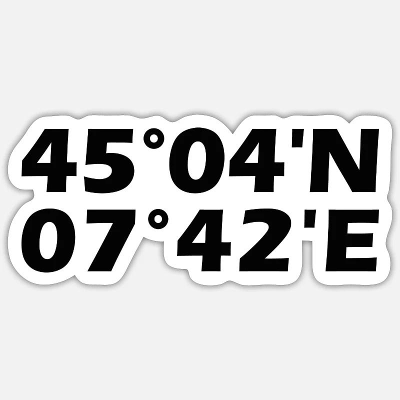 Turin Coordinates - Sticker size S (10 x 10 cm) - white matte
