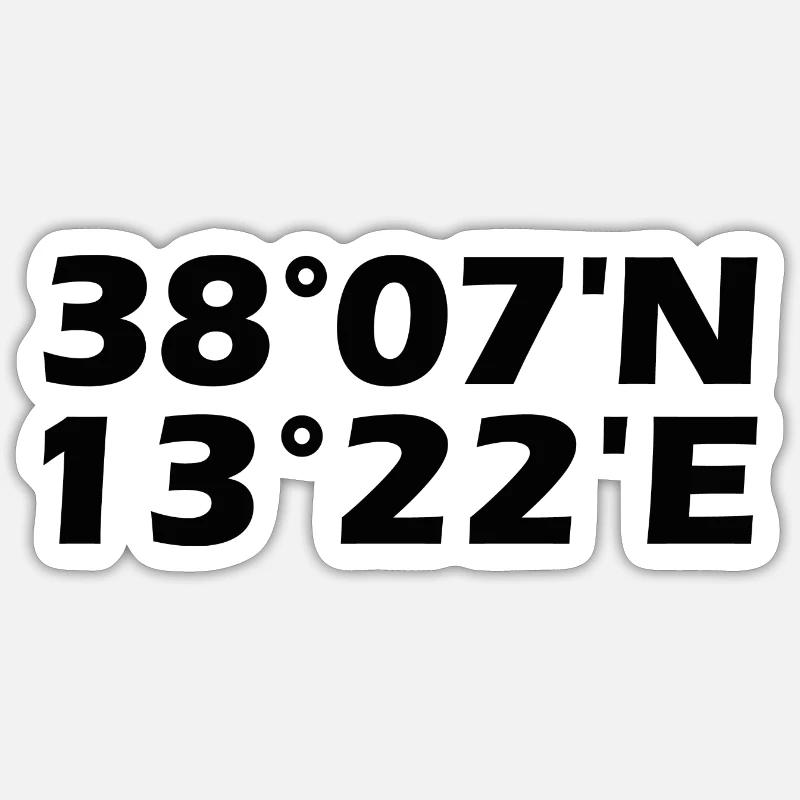 Palermo Coordinates - Sticker size S (10 x 10 cm) - white matte