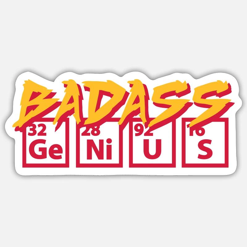 Badass Génie - Sticker taille S (10 x 10 cm) - blanc mat