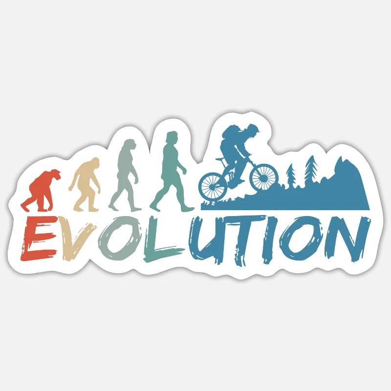 MTB Mountain bike Papa Dad Mtb Evolution Retro - Sticker Größe S (10 x 10 cm) - Mattweiß
