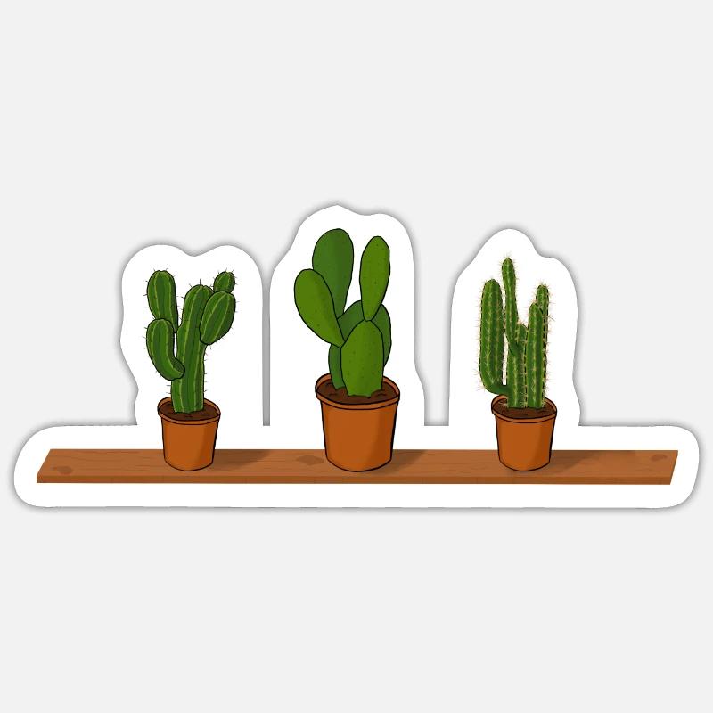 Topfpflanzen Kaktus - Sticker Größe S (10 x 10 cm) - Mattweiß