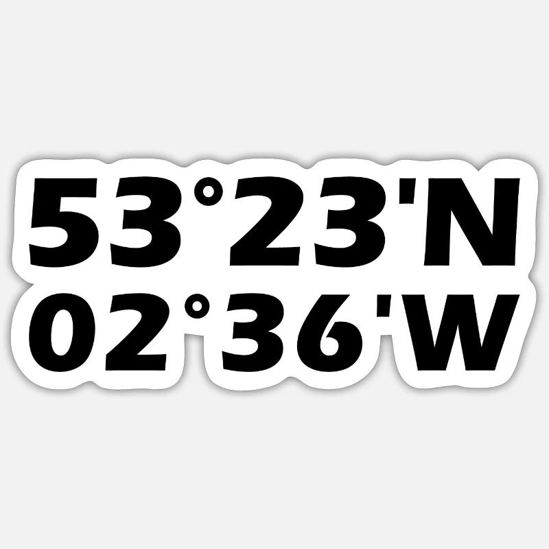 Coordonnées de Warrington - Sticker taille S (10 x 10 cm) - blanc mat