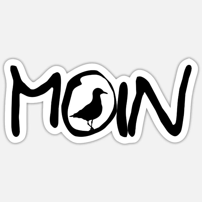 Moin mit Möwe Sticker Größe S (10 x 10 cm)