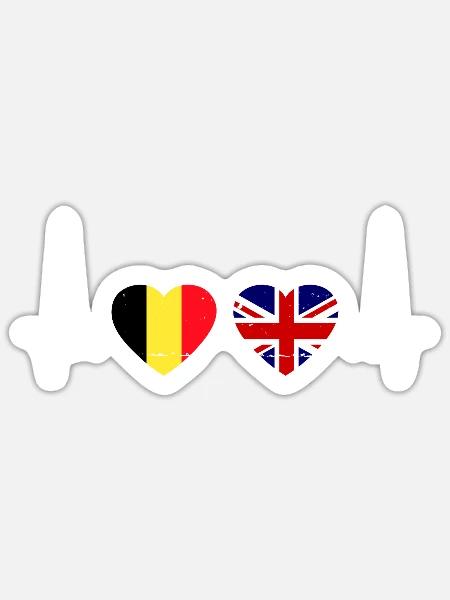 Belgien Großbritannien Flagge Belgisch Britisch - Sticker Größe S (10 x 10 cm) - Mattweiß