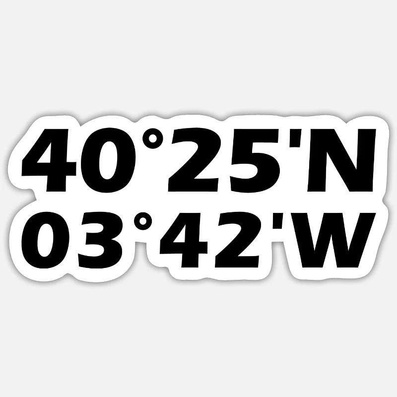 Coordonnées de Madrid - Sticker taille S (10 x 10 cm) - blanc mat