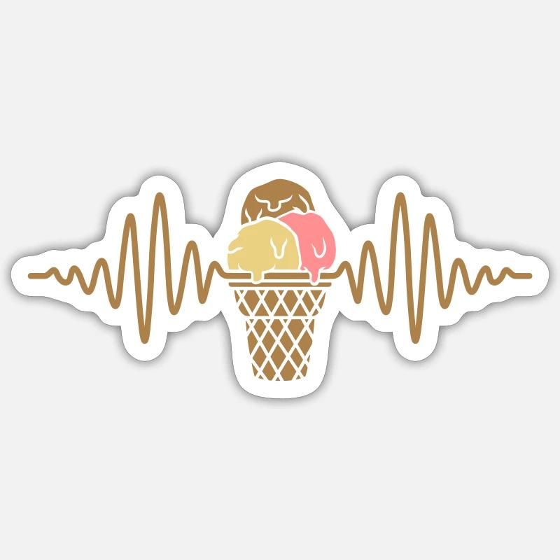 Frequenz Eiscreme 3 Eiskugeln - Sticker Größe S (10 x 10 cm) - Mattweiß