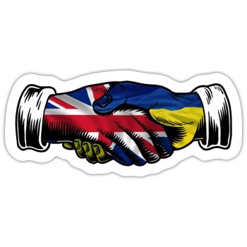 I Stand With Ukraine UK British Flag - Sticker size S (10 x 10 cm) - white matte - Front