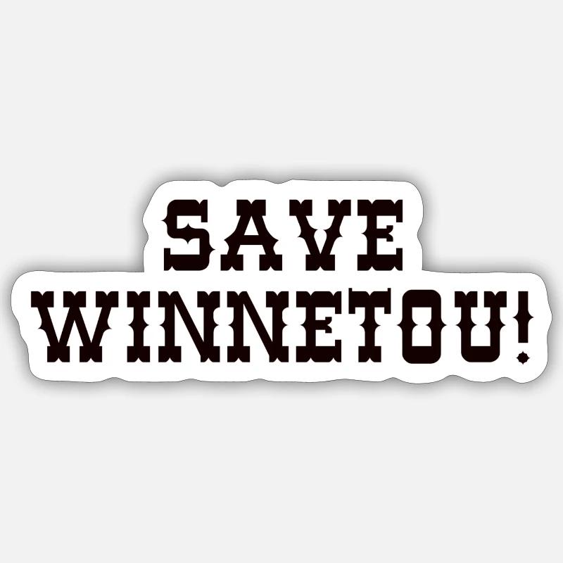 save winnetou,schrift,typo,schwarz,western - Sticker Größe S (10 x 10 cm) - Mattweiß