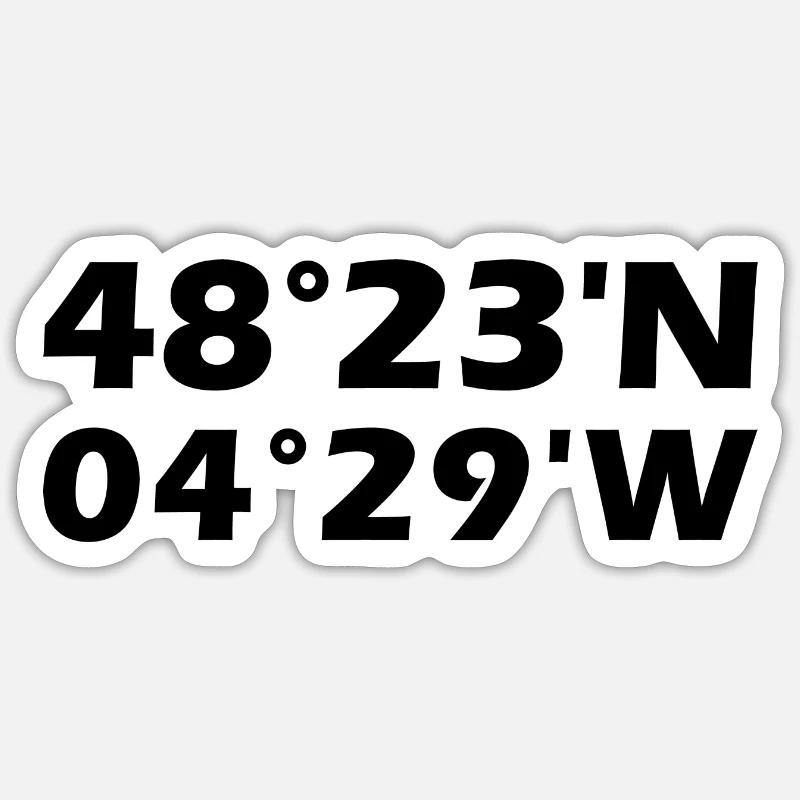 Coordonnées de Brest - Sticker taille S (10 x 10 cm) - blanc mat