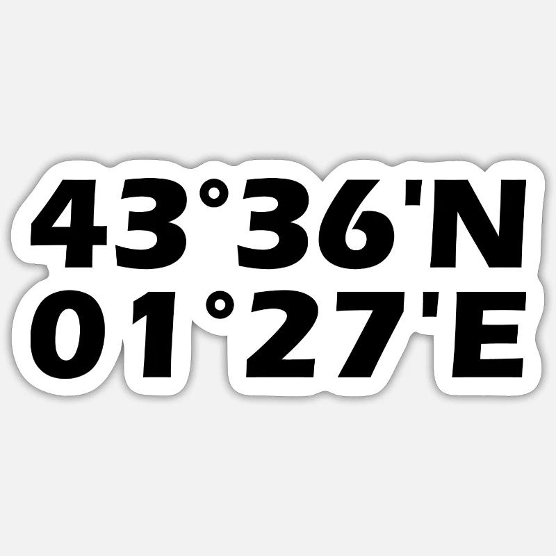 Coordonnées de Toulouse - Sticker taille S (10 x 10 cm) - blanc mat