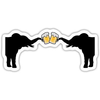 2 Elefanten Bier Anstoßen - Sticker Größe S (10 x 10 cm) - Mattweiß - Vorne