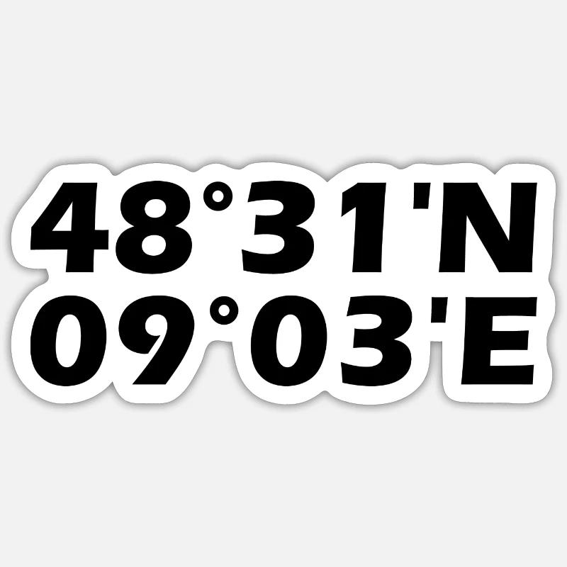 Coordonnées de Tübingen - Sticker taille S (10 x 10 cm) - blanc mat