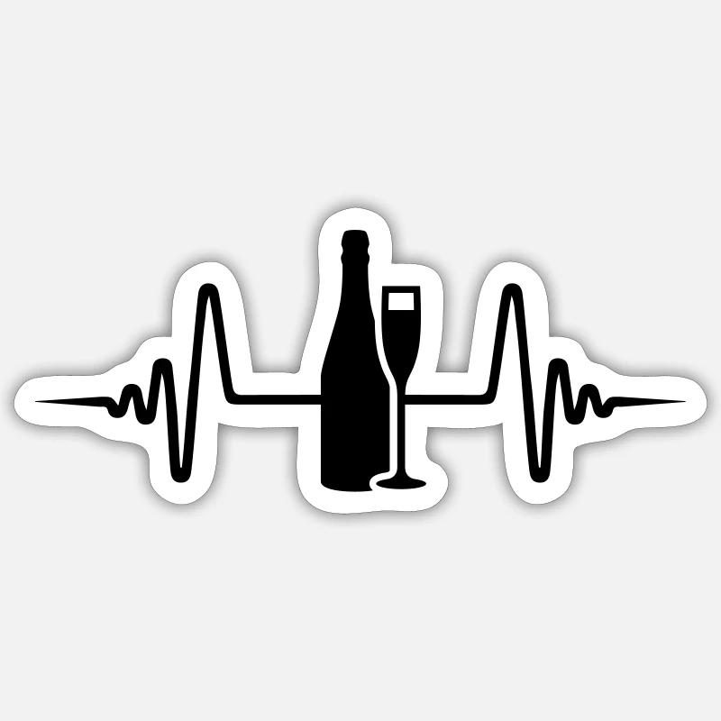 Red wine pulse - Sticker size S (10 x 10 cm) - white matte