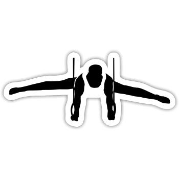 Gymnasts on Rings, Gymnastics, Men's Gymnastics - Sticker size S (10 x 10 cm) - white matte - Front