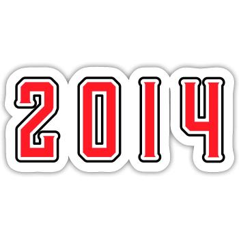 2014 Jahr Geburtstag - Sticker Größe S (10 x 10 cm) - Mattweiß - Vorne