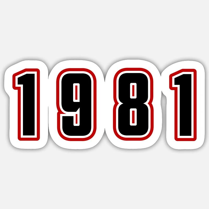 1981 Année Numéro - Sticker taille S (10 x 10 cm) - blanc mat