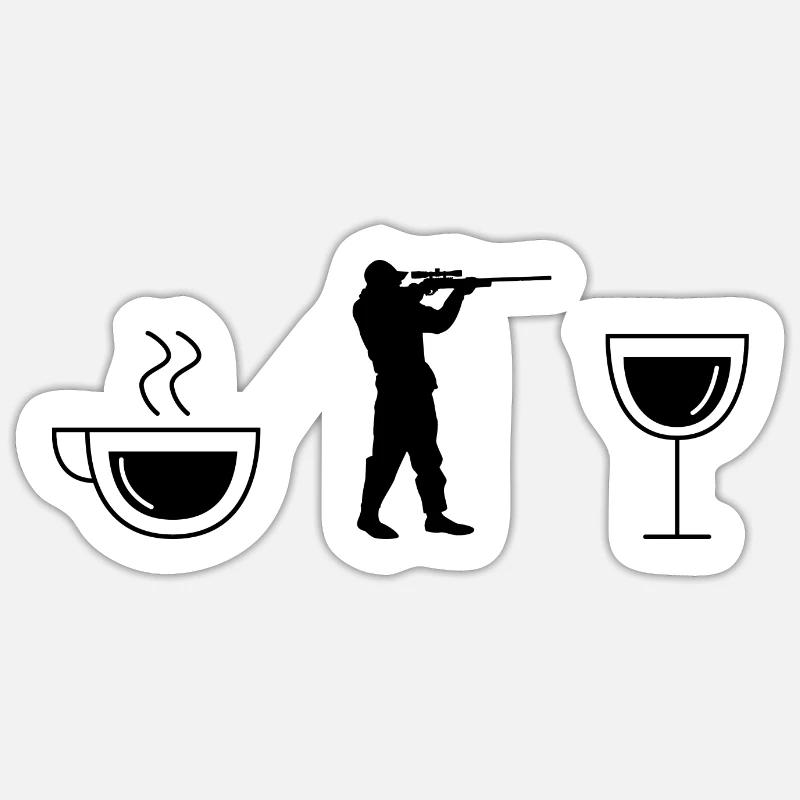 Kaffeewein und Jagd - (2) Sticker Größe S (10 x 10 cm)