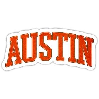 Austin Varsity Schriftzug - Sticker Größe S (10 x 10 cm) - Mattweiß - Vorne