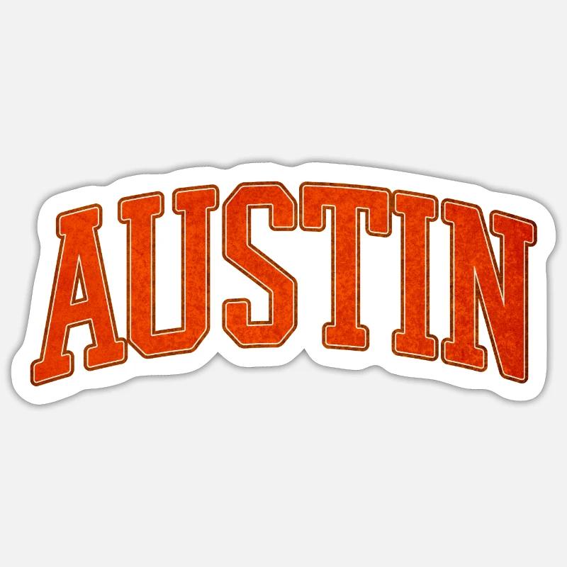 Austin Varsity Lettering - Sticker size S (10 x 10 cm) - white matte