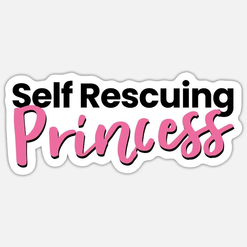 Self Rescuing Princess - Sticker size S (10 x 10 cm) - white matte