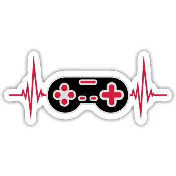 Pulse Heartbeat Retro Gamer - Sticker taille S (10 x 10 cm) - blanc mat - Devant