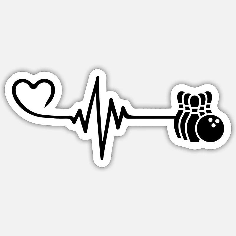 Bowling heartbeat - Sticker size S (10 x 10 cm) - white matte