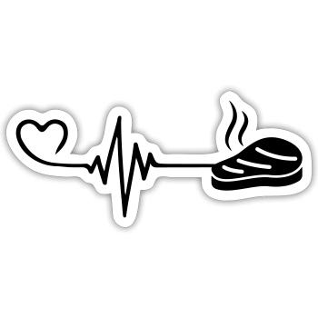 Steak heartbeat pulse - Sticker size S (10 x 10 cm) - white matte - Front